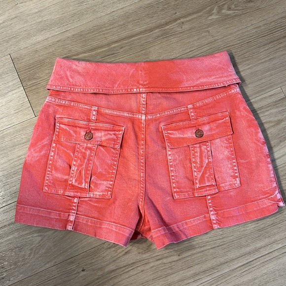 Ulla Johnson Kase Foldover Denim Shorts Coral High Waisted 5 Button 6 - Picture 6 of 8